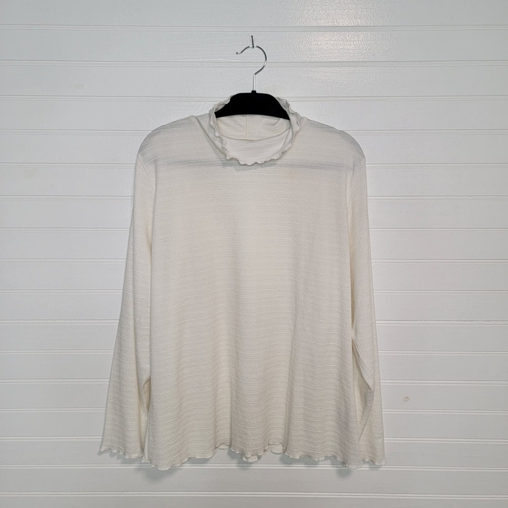 Soft Surroundings Plus Size 2X Frill‎ Scallop Lightweight Cowl Turtleneck Top